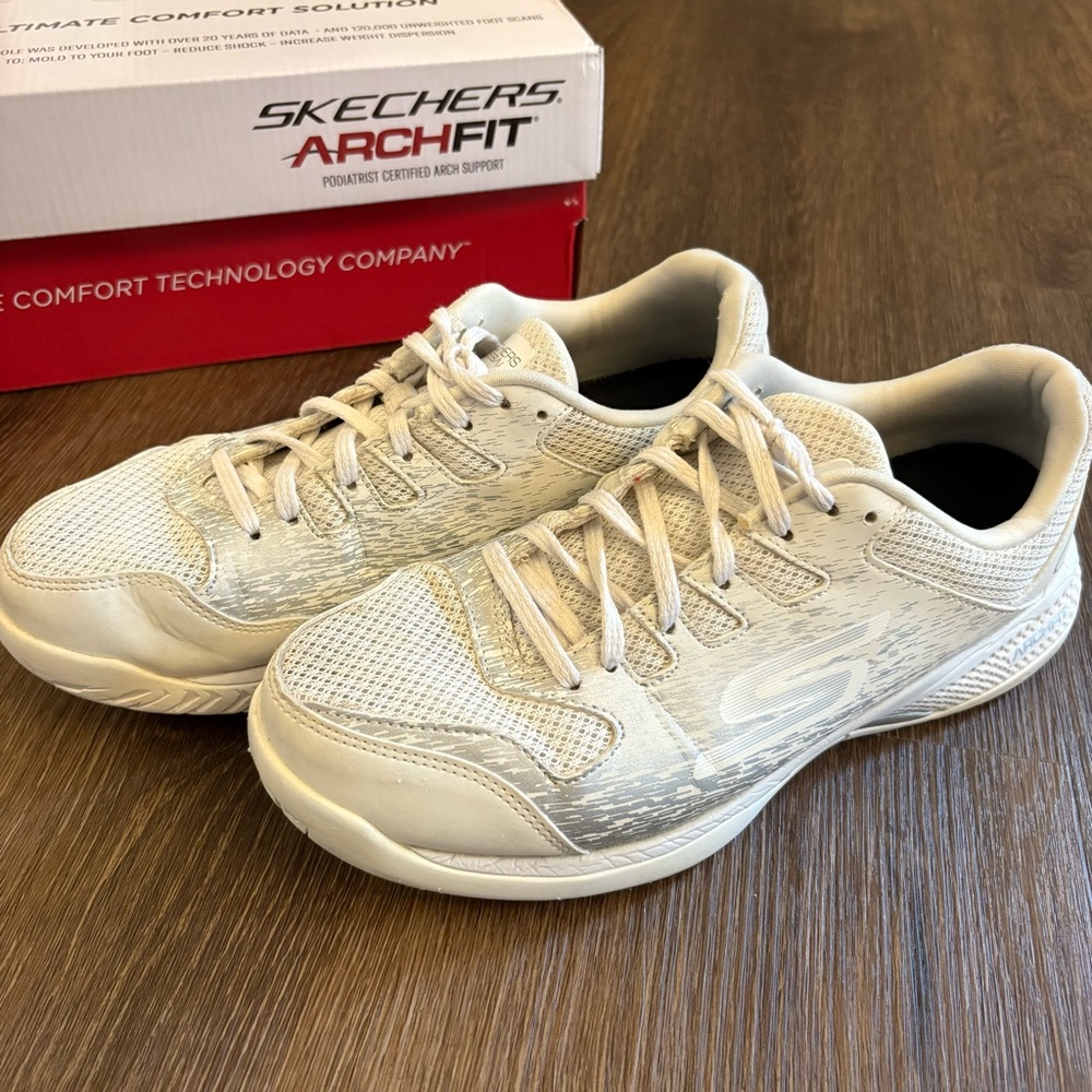 SKECHERS Viper Court Pro Arch Fit Pickleball Shoes Sneakers White Women's 7.5